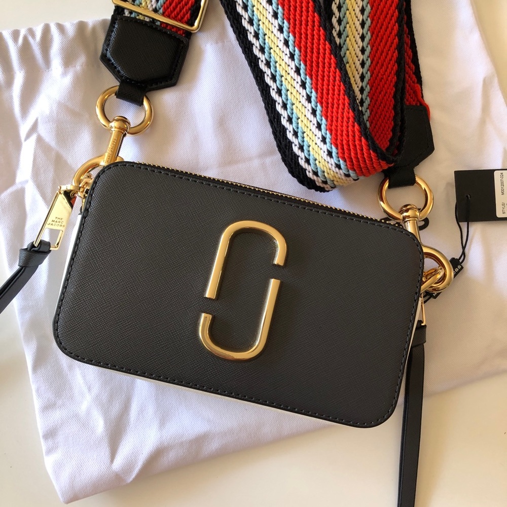 Marc Jacobs Black Crossbody Bag with Gold Accents